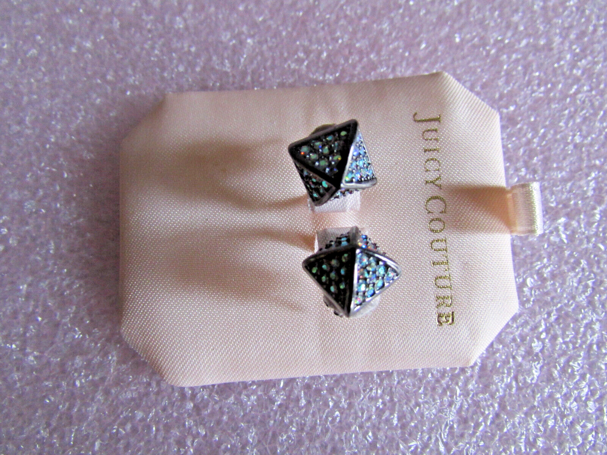 Juicy Couture Post Earrings Hematite E-Pave Pyramid Rainbow Juicy Couture Post Earrings Hematite E-Pave Pyramid Rainbow