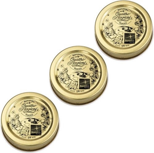 Bormioli Rocco naaa 2-1/4", 56mm Quattro Stagioni Lids, 3 Pack of Gold