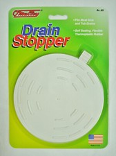 Flat Drain Stopper 5" Kitchen Sink Bath Tub White Rubber Made USA O'Malley 301