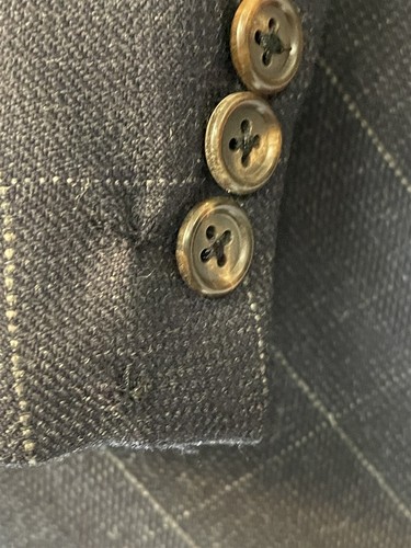 VTG Alexander Julian 42R USA MADE Dark Blue Gray Windowpane Wool 3 Roll 2 Blazer - Picture 9 of 12