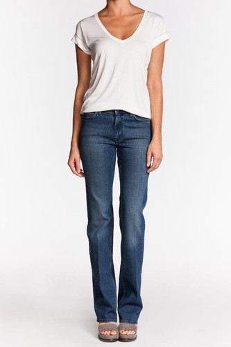 MiH Jeans London Jean Winger Denim Azul Lavado Bota Delgada Corte Cremallera Bolsillos WJ122WG - Imagen 7 de 7