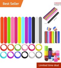 24 Pcs Rainbow Silicone Slap Bracelets Unisex Party Favors Wristbands