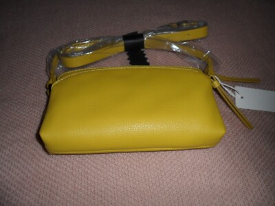 Esprit Crossbody-Tasche, Lederoptik, zwei RV-Fächer, gelb, neu mit Etikett!