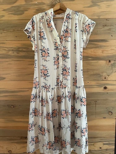 NEW Veronica Beard Women Meagan Floral Cuff Sleeve A-Line Tiered Midi Dress $695