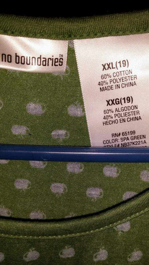 No Boundaries Juniors Womens Shirt Top Size XXL 19 2XL 2X Large Green Apples - Image 2 of 3