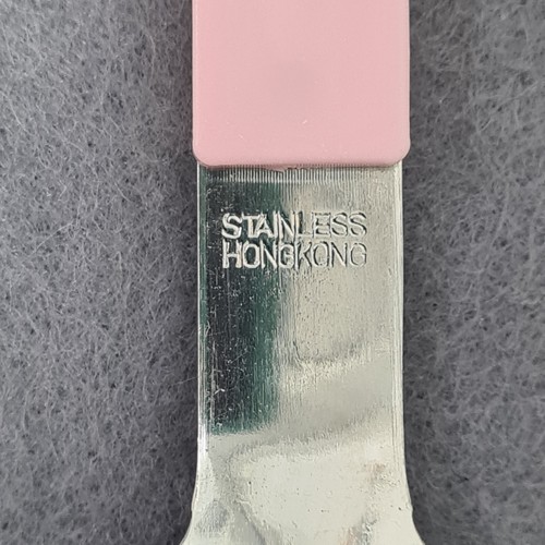 Vintage MCM Pink And Stainless Steel 10 Piece Hanging Cuttlery Set Hong Kong - Picture 5 of 5