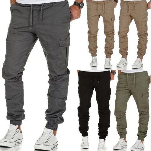 Men's Casual Trousers Multi-Pocket Sports Drawstring Fabricated Long Pants