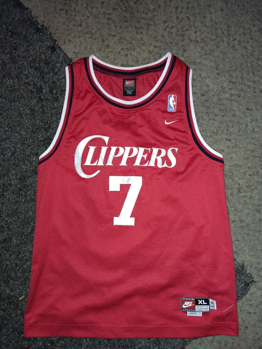 極美品 NIKE NBA CLIPPERS 7 ODOM オール刺繍Jersey Vintage Los Angeles Clippers Lamar Odom #7 NBA Nike Red
