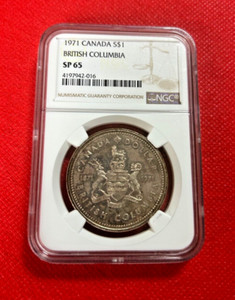1971年 カナダ 1ドル PCGS SP66 コロンビア SV800 銀貨 1971 Canada