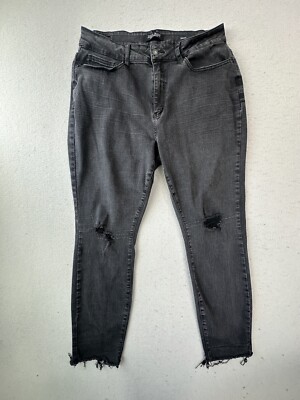 Judy Blue Jeans Womens 18W Black Slim Fit Mid Rise Destroyed Plus Sized