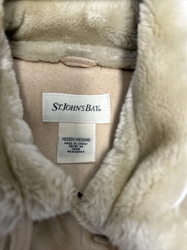 Abrigo ranchero sherpa vintage de gamuza sintética de cuero St. John's Bay ~ talla mediana Foto 4 de 4