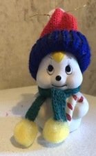 Jasco Giftco Bear Soft Scarf & Hat Ceramic Bell Christmas Ornament Decor