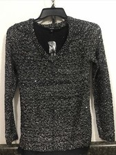 APT 9 - WOMEN - SWEATER - BLACK SHIMMER - SIZE SMALL  5-TW-10