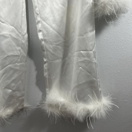 Lulus Pajamas Womens Small Satin Dreamiest Delight White Feather Two Piece Set - 第 4/15 張圖片
