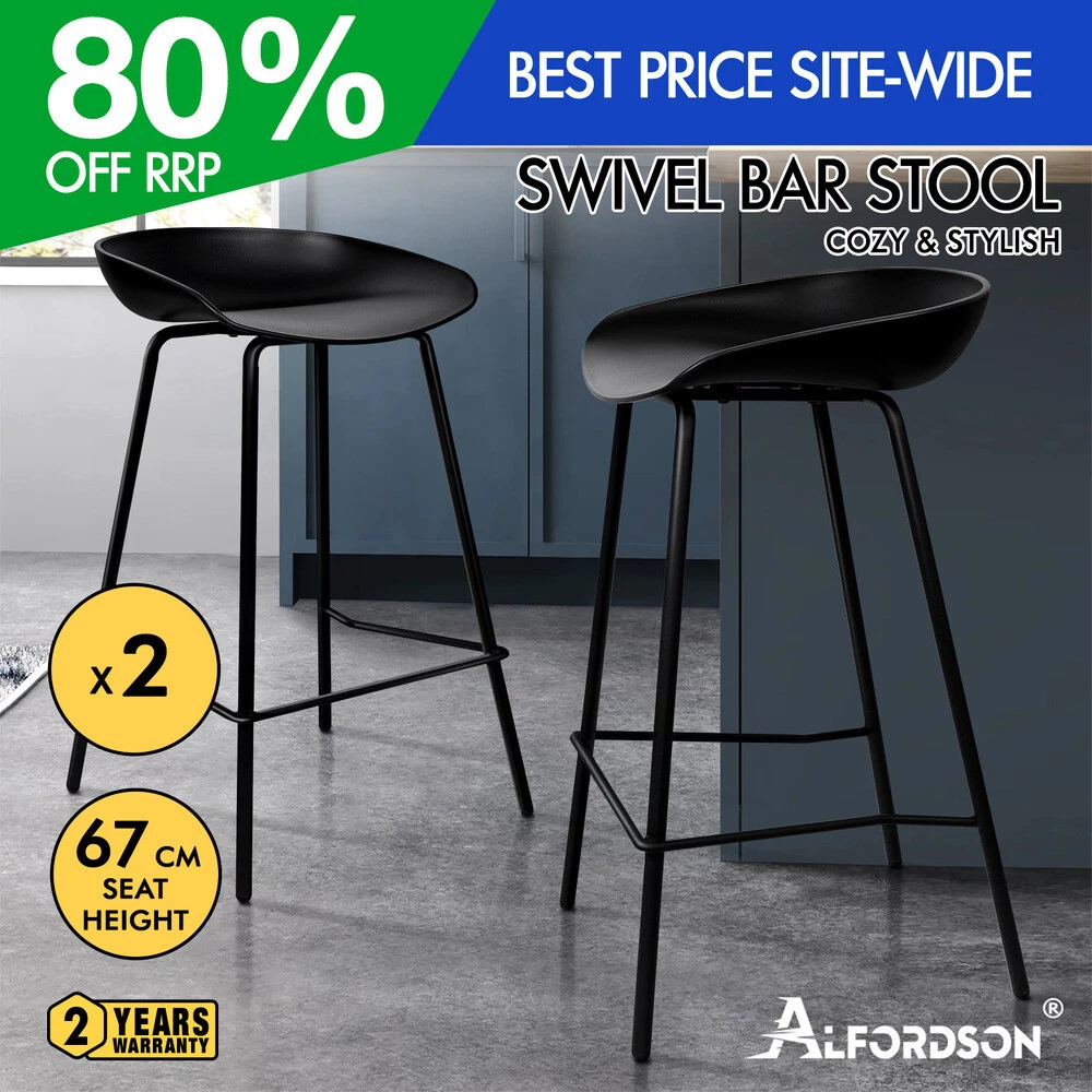 ALFORDSON 2x Kitchen Bar Stools Bar Stool Counter Chairs Metal Black Finn