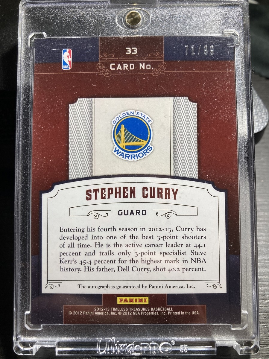 2012-13 Timeless Treasures Stephen Curry On Card Auto #33 71/99 | eBay