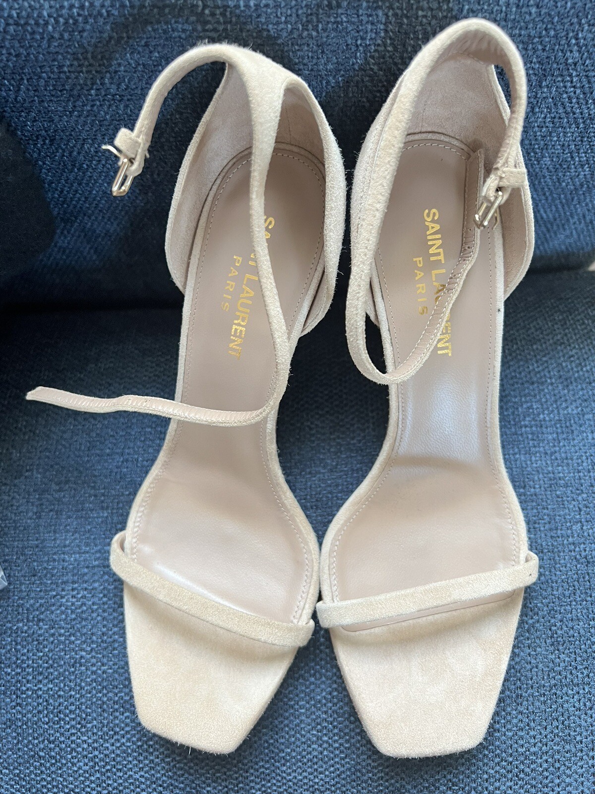 SAINT LAURENT Sandali YSL Opyum 85 pelle scamosciata