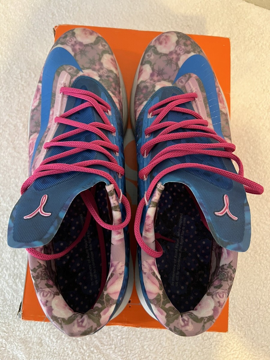 NIKE ZOOM KEVIN DURANT KD VI 6 AUNT PEARL SIZE 14 FLORAL PINK BLUE