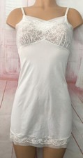 Vintage Ivory Nylon Full slip Henson Kickernick Sz 32 Lace Trim Bust