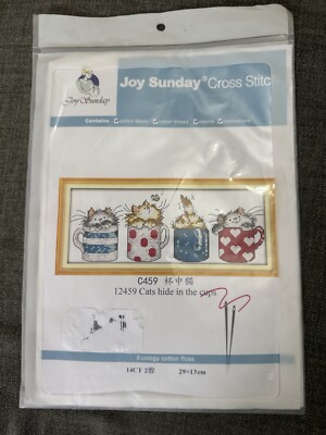 Joy Sunday Kreuzstich-Set - Katzen verstecken sich in den Tassen C459