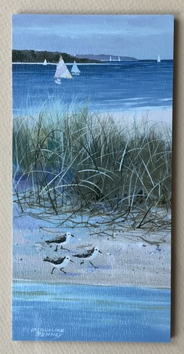 2 Framed Matted 10 x 16 Beach with Sandpipers Prints * JACQUELINE PENNEY - Picture 2 of 7