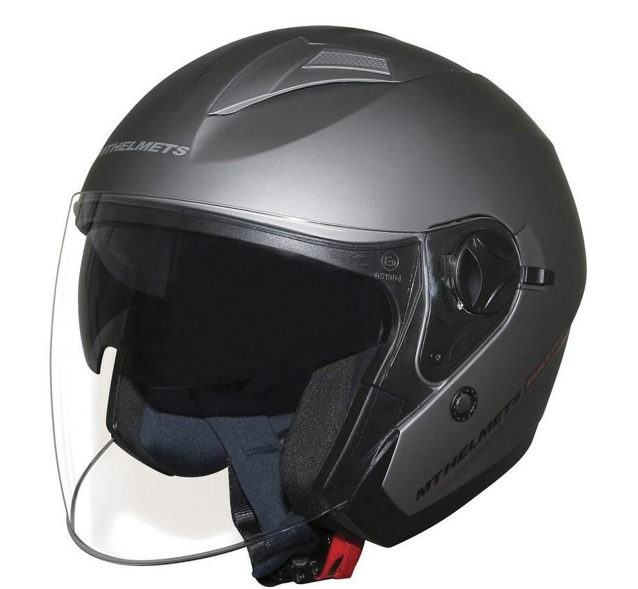 Casque jet MT Helmets Boulevard SV double écran fini gris titanium mat en taille XS