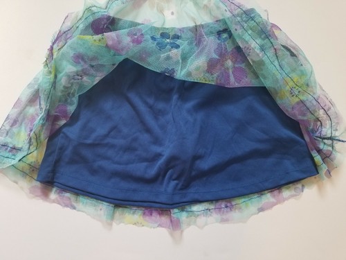 Girl's Basic Editions Blue Purple Floral Tulle Skirt Skort, Size M 7/8 - Picture 2 of 4