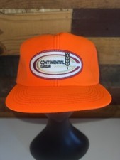 New Vtg Continental Grain Seeds Patch Orange Adjustable Snapback Hat K Products
