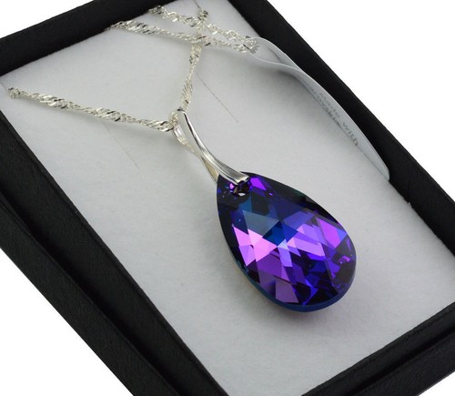 925 Silver Necklace * HELIOTROPE * Pear 16-28 Crystals from Swarovski® - Picture 6 of 6