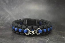 Police thin blue line w/handcuff - 550 paracord survival bracelet - handmade