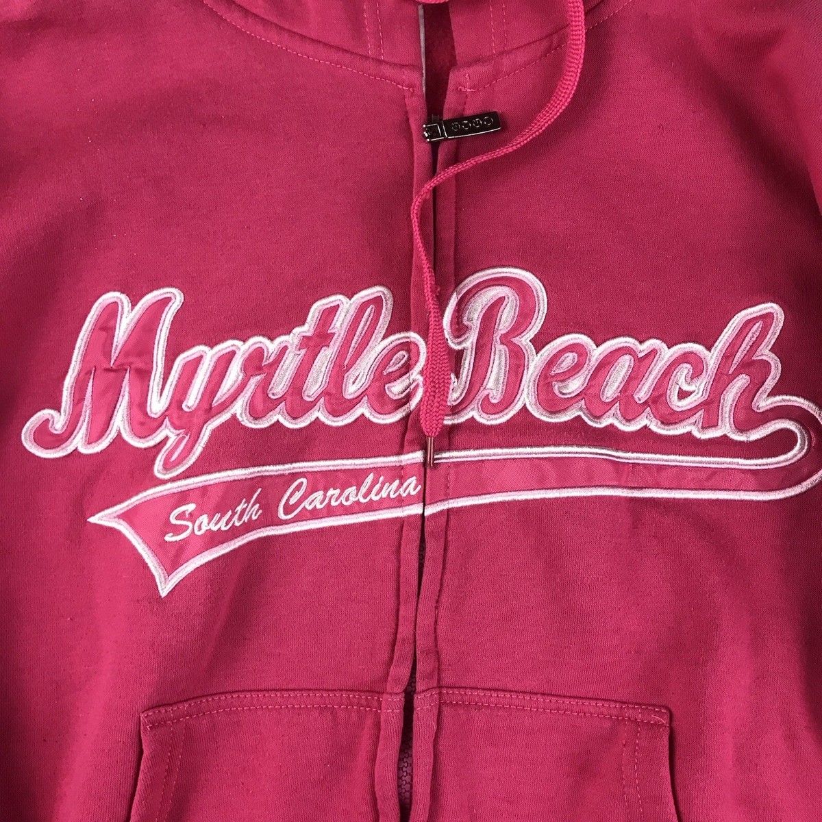 Myrtle Beach South Carolina Hoodie Womens Small Pink Full Zip