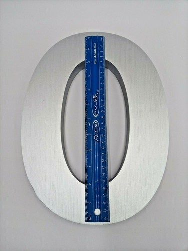 New 12"X 1" thick Heavy Cast aluminum brushed finish Helvetica "O" w/ template - Picture 2 of 7