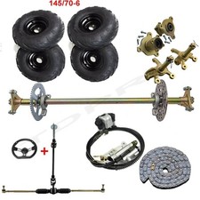 29" ATV Quad Go Kart Rear Axle Kit  Front Steering 6" Wheels Brake Sprocket