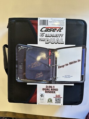 CASE IT DUAL 2 IN 1 RING BINDER 3in Black New