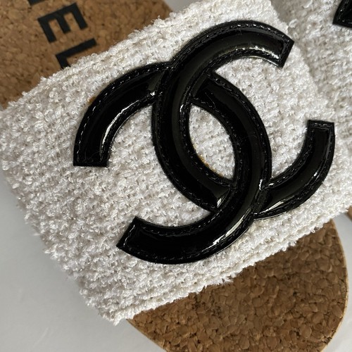 Chanel 20P Blue Tweed Denim CC Logo Cork Mule Slide Slip Platform Sandal Flat 41 - Picture 8 of 8