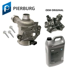 For BMW X3 xDrive28 Electric Water Pump w/ Bolts & Thermostat + Coolant 4pcs OEM