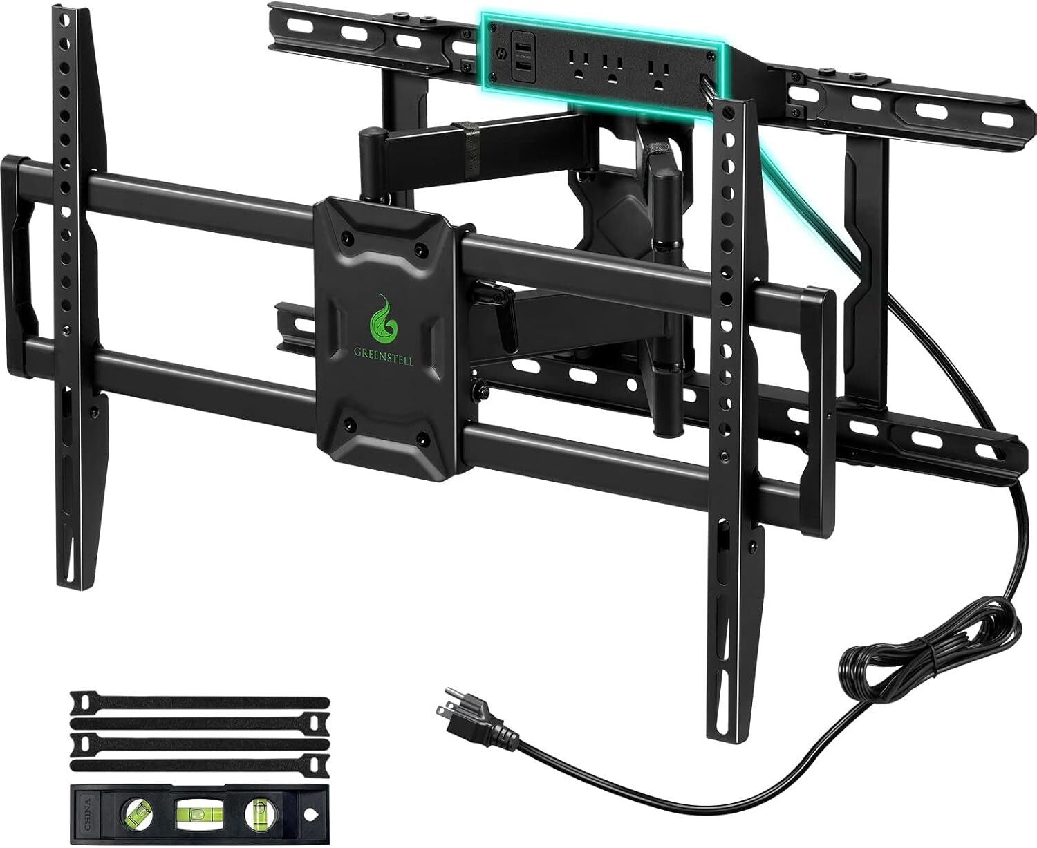Tv Mount With Power Outlet  Swivel  Full Motion Wall Mount For 47