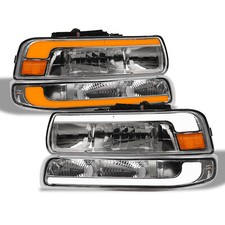 Topline For 99-02 Silveradotahoe Switchback Sequential Led Headlights 4p Chrome