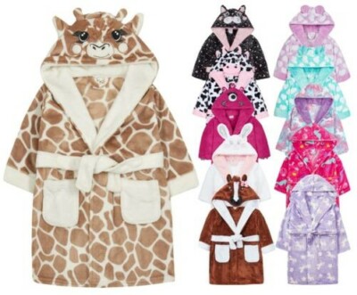 Kinder Mädchen Kinder Neuheit Weich Fleece mit Kapuze Spaß Charakter Bademantel