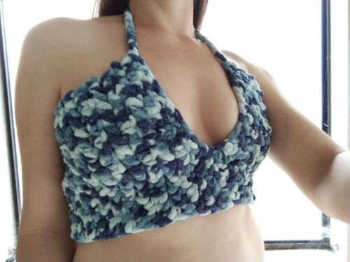 Handmade Women's Crochet Crop Halter Tube Top - Picture 3 of 6
