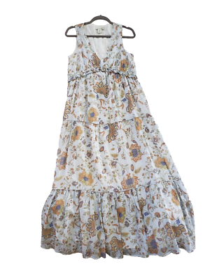Rachel Zoe Blue Floral Print Tiered Maxi Dress size Small | eBay