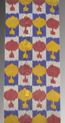 11 Yard HAND MADE UZBEK Natural SILK IKAT ADRAS FABRIC #7474