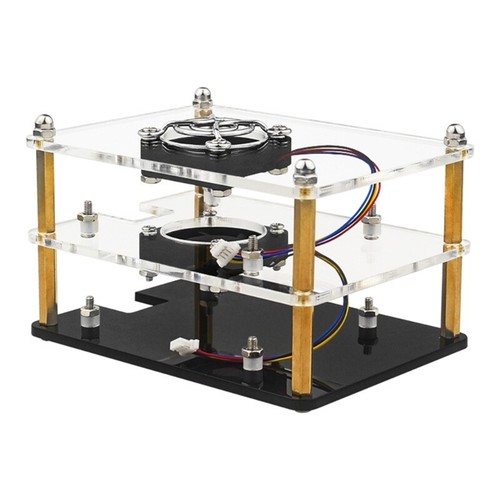 Étui de protection acrylique pour cartes mères Pi 5 avec ventilateur de refroidissement - Photo 3/10