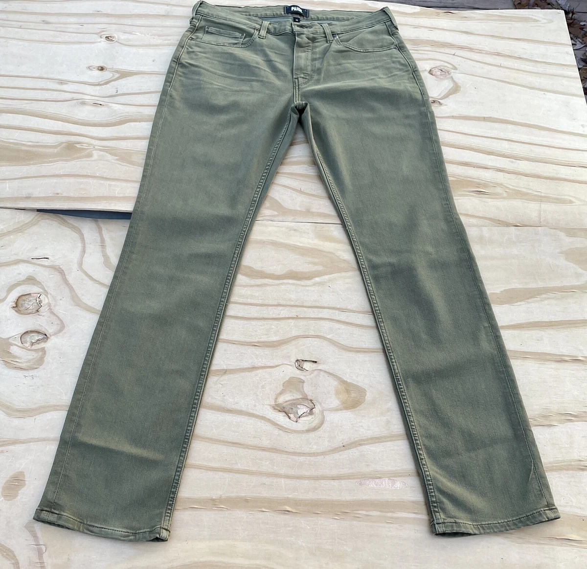 Paige Federal Straight Leg Jeans Men s Olive Green Sz. 32 Fashion Style Quality