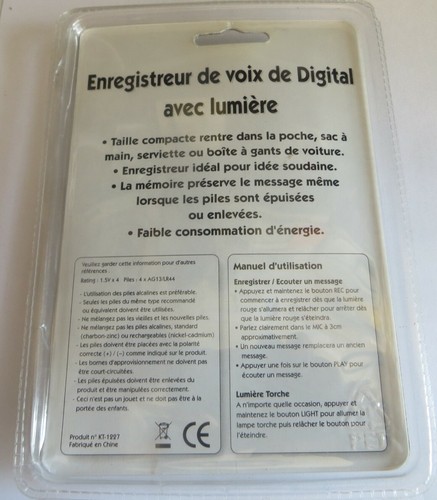 Enregistreur de voix de Digital avec lumière POIDS avec emballage : 59 g HAUTEU - Photo 2/2