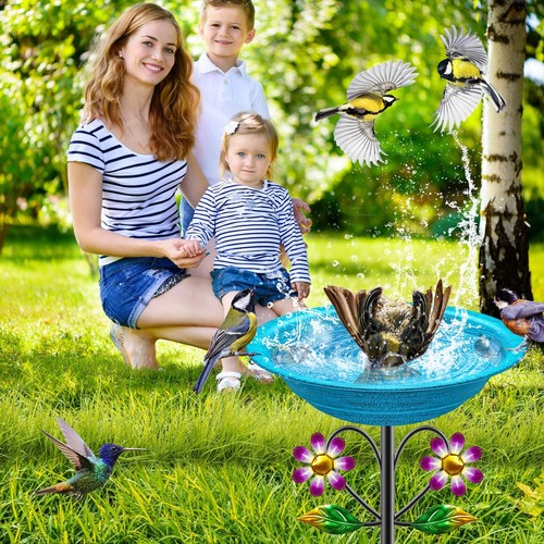 Metal Bird Bath for Outside Garden Birdbath Bowl Freestanding Bird Feeders fo... - Picture 4 of 7