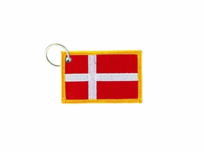 Bestickter Schlüsselanhänger Normandie-Flagge – 7x4,5 Cm, Beidseitig Gestickt – Robust & Detailreich