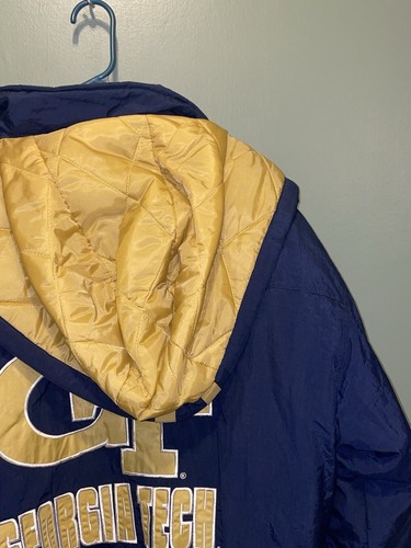 Vintage Georgia Tech Yellow Jackets Puffer Windbreaker Russell Men’s M Y2K RARE - Picture 15 of 21