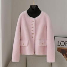 Winter New Sheep Fleece Coat Women's Short Round Neck Lamb Wool Fur Young Jacket