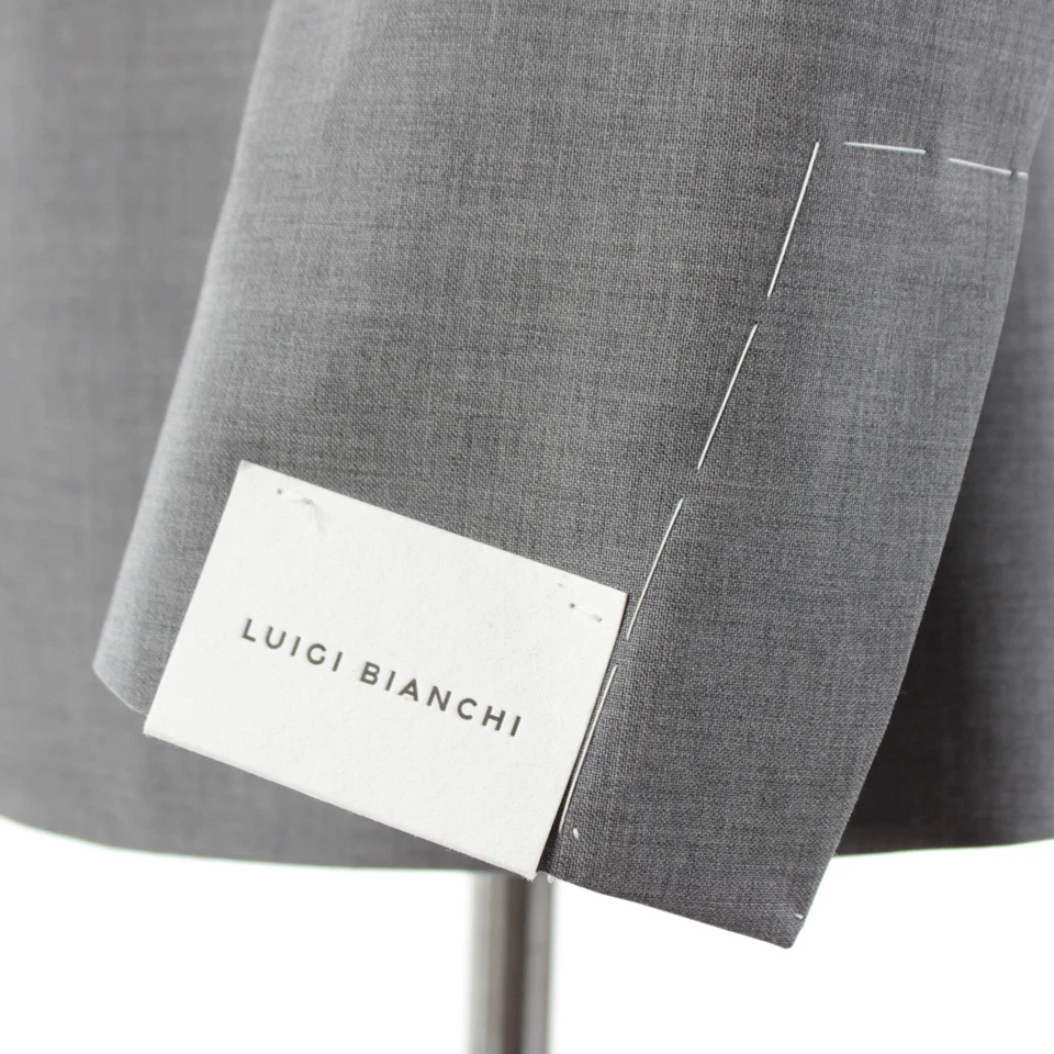Traje de dos piezas de lana Luigi Bianchi Sartoria nuevo con etiquetas talla 52R (42R EE. UU.) en gris Foto 4 de 4